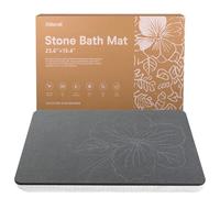 XMarrat Stone Bath Mat Large, 23.6'' x 15.4'' Diatomaceous Earth Non-Slip Stone Shower Mat, Super Absorbent Diatomite Stone Mats for Bathroom, Quick Drying, Easy to Clean (Dark Gray)