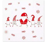 Xmas 3-Ply Paper Napkins Christmas Serviettes for Decoupage 33cm x 33cm - Pack of 20 (HoHo Gnomes)