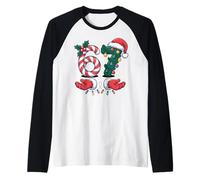 Xmas 67 Santa Hands Candy Canes Christmas 67 Funny Raglan Baseball Tee