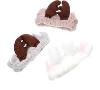 Xmas Antler Hairbands Elastic Plush 3pcs for Christmas Season | Cloth Makeup Headbands, Keeps Hair off Face during Quick Bath or Brushing Teeth, Gentle on Skin