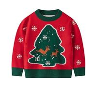 Xmas Baby Clothes Boy Girls Christmas Party Outfit Festive Cartoon Knitted Cardigan Coat for Toddler Boys Cozy Long Sleeve Winter Top Red