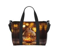 Xmas Ball print Gym Bag for Women,Carry on Weekender Overnight Duffle Bag,Personal Item Tote Bag, Black, One Size