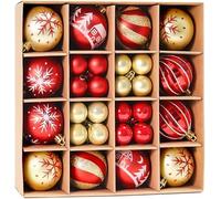 Xmas Baubles, 42pcs Red and God Christmas Tree Baubles Christmas Hanging Ball Ornaments Decor Xmas Tree Decorations Shatterproof Balls Seasonal Decorative Winter Holiday Party Home