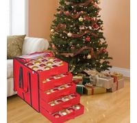 Xmas Baubles Oxford Cloth Double Layer Xmas Ball Storage Bag Five Layer Xmas Ball Storage Box Drawer Non-woven Transparent PVC Carrying Handle Storage Box for Party Decor