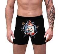 Xmas Boxers for Men, Sexy Christmas Outfits for Men, Hipster Underpants Bulge Pouch Shapewear Breathable Personalised Underwear Trunks Personalised Funny Gifts for Him Boyfriend