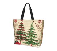 Xmas Buffalo Plaid Tote Bag Women's Shoulder Handbags Christmas Tree Shopping Bags Water-Resistant Large Handbag with Inner Pocket for Work Travel School