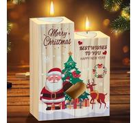 Xmas Candlestick Candle Holder Gifts with Festive Patterns, Christmas Decoration for Table and Bar