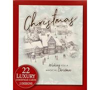 Xmas Cards Luxury Christmas Cards, 22 Cards, 2 Designs, Multipack in Box Wishing You A Magical Christmas