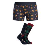 Jack & Jones Men's Xmas Check Socks & Trunk Gift Box, Blue