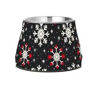 Xmas Childish Snowflake White Red Black Dogs Food Bowls Elevated Stainless Steel Pets Basic Bowls for Loving Pet Whisker Friendly