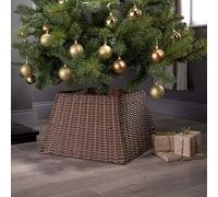 Xmas Christmas Tree Rattan Wicker Skirt | Stand Base Basket Cover | Decorative Holiday Tidy Decor | Stylish Christmas Tree Base Cover for Home Festive Charm (Brown)