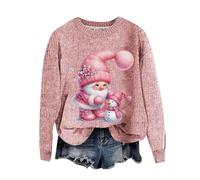 Xmas Clothes for Woman Santa Claus Long Sleeve Tops Reindeer Sweaters Lightweight Candy Canes Winter Warm Fair Isle Fine Knit Pullover Sweater Teen Girls Christmas Knitwear, Pink, XXL