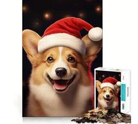 Xmas Corgi Wall Art 1000 Jigsaw Puzzle Cognitive Fun Play Clean Cut Sturdy Components Quiet Time Mind Exercise at Home (38x52cm)