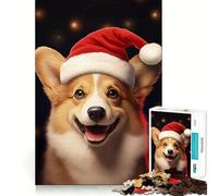 Xmas Corgi Wall Art Teenagers 1000 Pieces Puzzle Memory Fun Game Clean Cut Sturdy Components Portable Travel Friendly Fun Game (50x75cm)