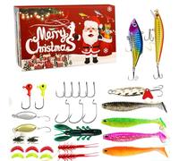 Xmas Countdown Calendar Fishing Advent Calendar 2025 Adult MenTeen Boys 24 Day Fishing Countdown With Spoons Crankbait VIB Xmas For Father Granpa Boyfriend