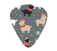 Xmas Cute Dogs 12 Pack Guitar Plectrums With Storage Case, 0.46/0.71/0.96mm, Including Thin, Medium Thick Guitar Plectrums For Electric Guitars Bass Ukulele