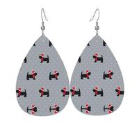 Xmas Cute Dogs Women'S Drop-Shaped Leather Earrings Are Suitable For Parties, Holiday Parties And Gifts.