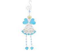 Xmas Dangly Leg Decoration Set - Angel, Robin, Snowman - Hanging Christmas Ornament Figures with Beaded Legs (Angel Height 6.5x Width 4.3x Depth 0.6cm)
