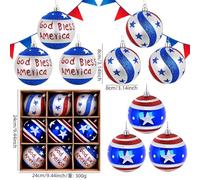 Xmas Decor Figurine 9 Ornaments Patriotic Hanging Dangling Spheres for The Day Of Independence Ornaments for Tree Independence Day July 4 Balls Star Red White and Blue