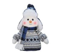 Xmas Decorations 1 PCS Christmas Handmade Gift Cute Snowman Animated Knit Doll Collectible Figurine Xmas Bedroom Home Decorations Holiday Presents Fabric Doll Cute Ski Swing Snowman Decora(A)