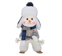 Xmas Decorations 1 PCS Christmas Handmade Gift Cute Snowman Animated Knit Doll Collectible Figurine Xmas Bedroom Home Decorations Holiday Presents Fabric Doll Cute Ski Swing Snowman Decora(C)