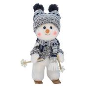 Xmas Decorations 1 PCS Christmas Handmade Gift Cute Snowman Animated Knit Doll Collectible Figurine Xmas Bedroom Home Decorations Holiday Presents Fabric Doll Cute Ski Swing Snowman Decora(D)
