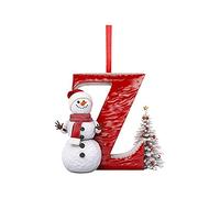 Xmas Decorations, Personalised 26 Letters DIY Hanging Alphabet Decorations with Snowman Xmas Tree Festive Letter Shaped Tree Decor Custom Presents for Holiday