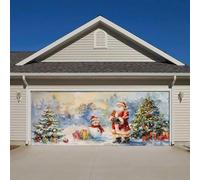 Xmas Decorations The Merry Christmas Christmas The Background Party Santa Photography Garage Door Background Party Decoration 7 * 16 Ft! (B, One Size)