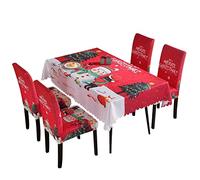 Xmas Decorative Christmas Chair Cover Digital Printed Tablecloth Chair Cover And Oil Proof Christmas Tablecloth Home Decoration