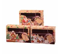Xmas Decorative Kraft Paper Box Christmas GIngerbread Box Pvc WIndow Candy Gift for Festive Decoration