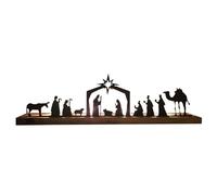 Xmas Decors Nativity Scene Nativity Sets For Christmas Indoor Black Metal Nativity Set With Wood Base People Nativity Set Tree Nativity For Christmas Table Decoration