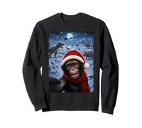Xmas Dinosaurs Moon Night Starry Bonobo Chimpanzee Christmas Sweatshirt