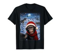 Xmas Dinosaurs Moon Night Starry Bonobo Chimpanzee Christmas Value Graphic T-Shirt