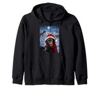 Xmas Dinosaurs Moon Night Starry Bonobo Chimpanzee Christmas Zip Hoodie