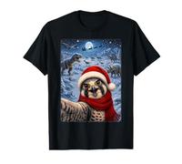 Xmas Dinosaurs Moon Night Starry Theme Falcon Bird Christmas Value Graphic T-Shirt