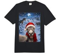Xmas Dinosaurs Moon Night Starry Theme Mule Donkey Christmas Comfort Colors Adult Heavyweight T-Shirt