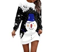 Xmas Dress Up Ladies,Plus Size Dress for Women - Comfortable Long Sleeve Hooded Christmas Print Midi with Pockets Cozy Casual Midi Dress for Festive Seasons (Black, XL)