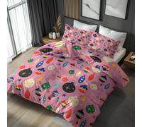 Xmas Duvet Cover Sets Super-king, Retro Colorful Ball Bell Bedding Duvet Cover Set 3 Piece, Xmas Bedroom Decor Bed Set&Gift Super Soft Microfibre With 2 Pillowcase, No Comforter, LS4163