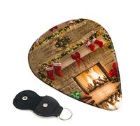 Xmas Eve Fireplace Gifts& Red Socks Guitar Plectrum 6-Piece Set For Acoustic Guitar, Electric Guitar, Bass, Ukulele - Thin, Medium And Thick