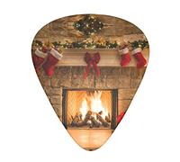 Xmas Eve Fireplace Gifts& Red Socks Guitar Plectrums 12-Piece Set For Acoustic Guitar, Electric Guitar, Double Bass, Ukulele