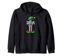Xmas Family Matching Group The Diva Elf Christmas Pyjamas Zip Hoodie