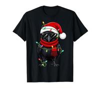 Xmas Festive Lights Raven Bird Santa Hat Crow Bird Christmas Value Graphic T-Shirt, Men, Black, S