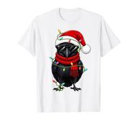 Xmas Festive Lights Raven Bird Santa Hat Crow Bird Christmas Value Graphic T-Shirt, Men, White, L