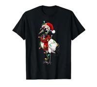 Xmas Festive Lights Santa Hat Crane Bird Christmas Value Graphic T-Shirt, Men, Black, M