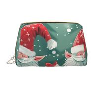 Xmas Funny Gnome Printed Makeup Bag for Women Portable Leather Make up Bag Travel Zipper Cosmetic Bags Organizer