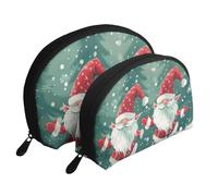 Xmas Funny Gnome Printed Makeup Bags 2-Piece Portable Shell Travel Toiletry Bag Cosmetic Organizer Bag for Women