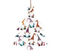 Xmas Funny Gnomes Print Christmas Tree Wooden Ornaments Xmas Holiday Hanging Decorations for Home Crafts