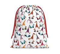 Xmas Funny Gnomes Print Drawstring Gift Reusable Pouch Wedding Candy Toys Cards Storage Function Portable