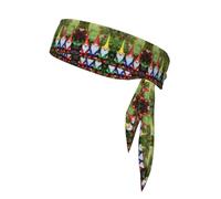 Xmas Funny Gnomes Print Head Tie Headbands Athletic Sweatbands for Men Women Head Tie Sport Bandana for Yoga Gym