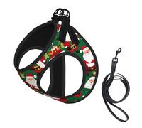 Xmas Funny Gnomes Print Pet Vest Harnesses Leash Set Reflective Puppy Vest Dogs Walking Training Dog Harness